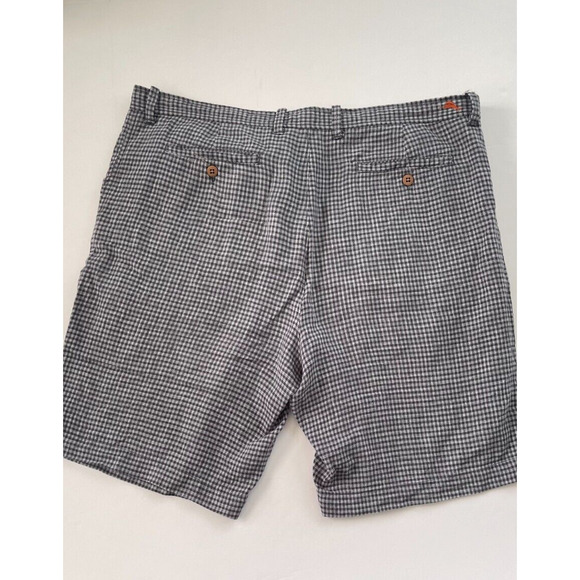 TOMMY BAHAMA Paradise Nation Checked Shorts Mens 38 Gray Black Linen Silk - Picture 2 of 8